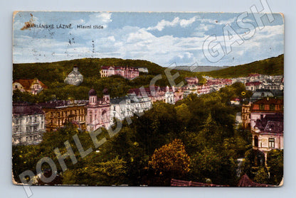 Postcard Marianske Lazne Old Main Street (M5570)