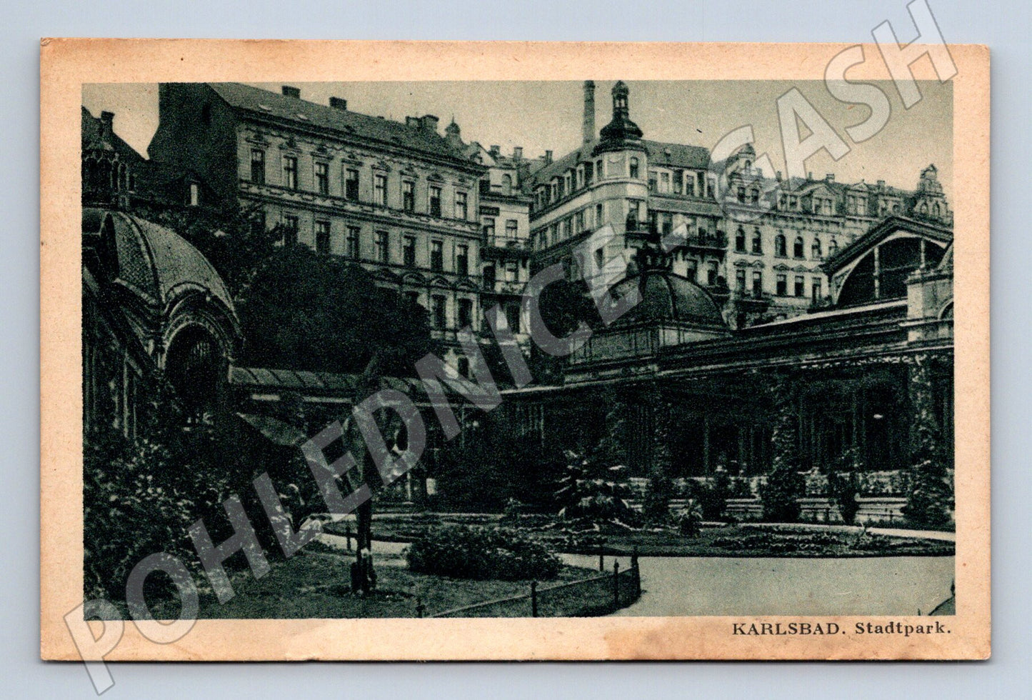 Postcard Karlovy Vary Stadtpark historical (M5571)