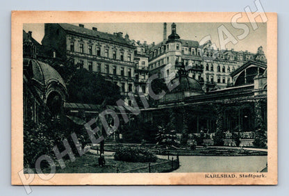 Postcard Karlovy Vary Stadtpark historical (M5571)