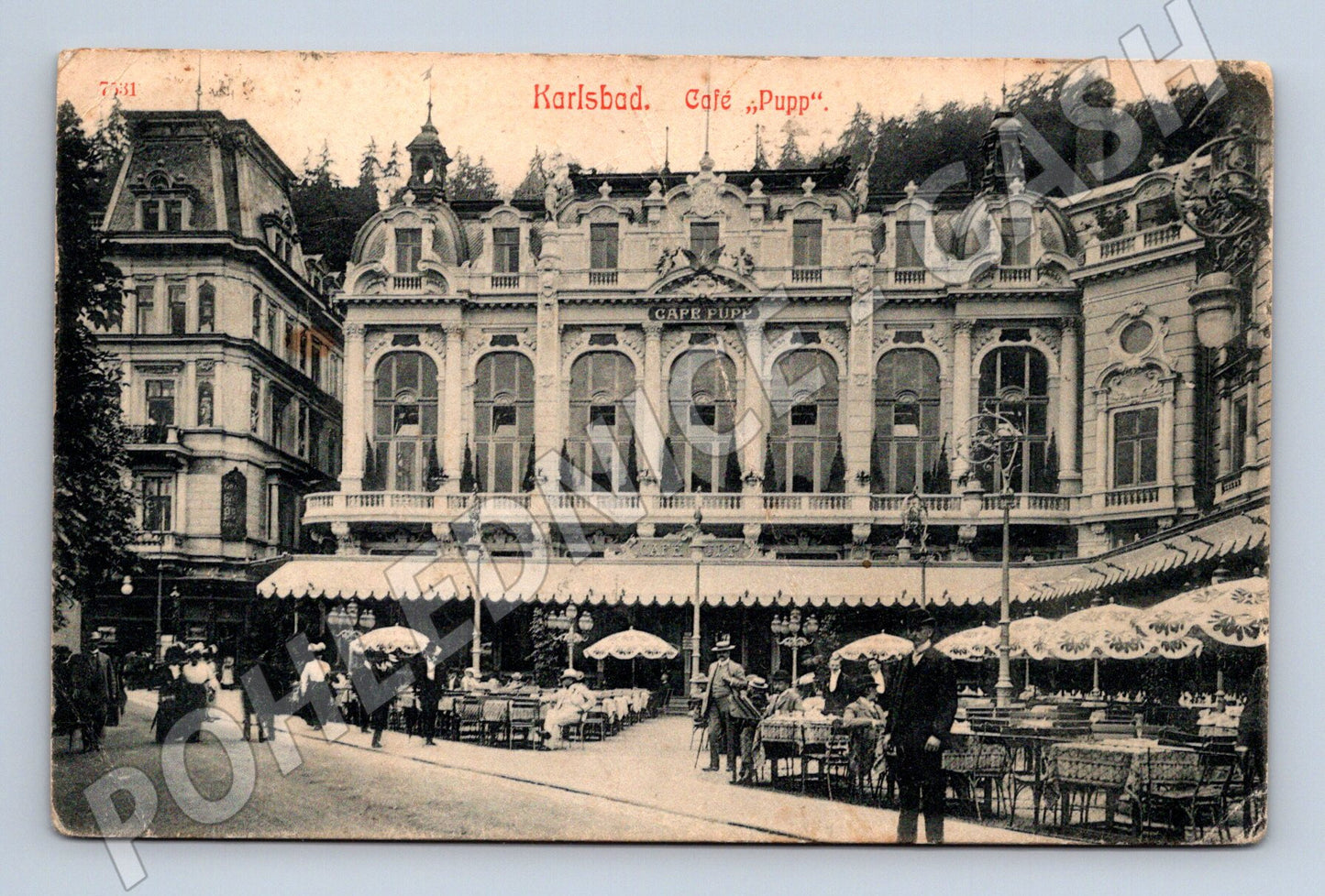 Postcard Karlovy Vary Café Pupp historical (M5576)