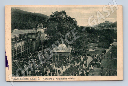 Postcard Marianske Lazne concert at the Spring of the Cross (M5591)