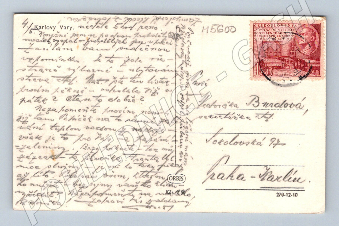 Postcard Karlovy Vary historical city motif (M5600)