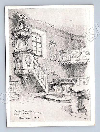 Postcard Libiš Church, historical (M5604)