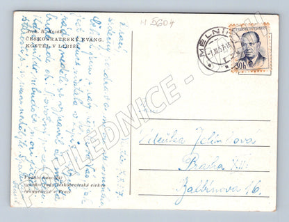 Postcard Libiš Church, historical (M5604)