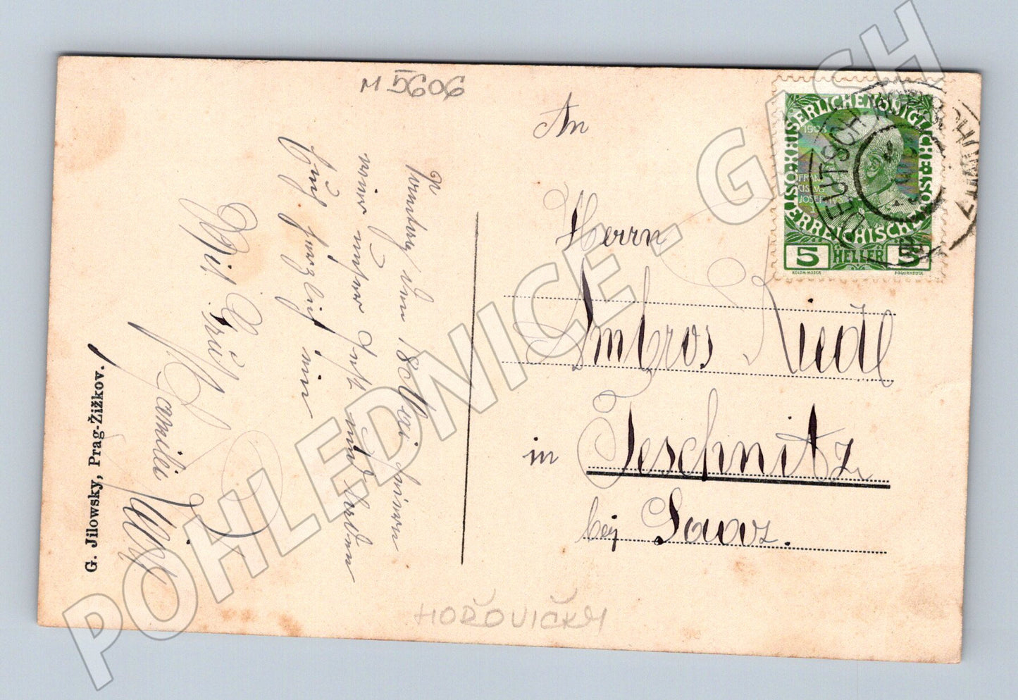 Postcard St. Sebastian's Mountain Deutsch Horschowitz (M5606)