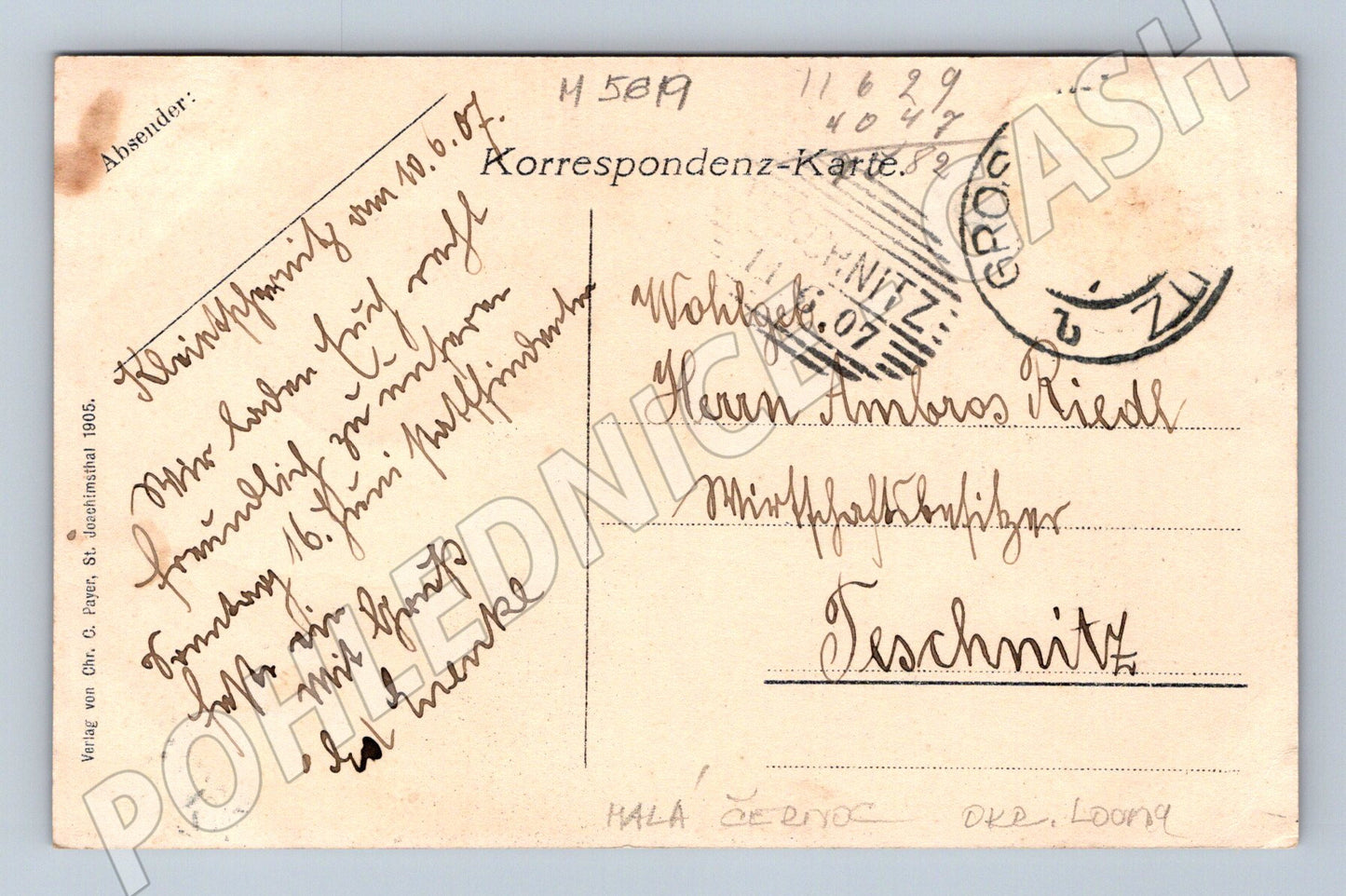 Postcard Klein Tschernitz Czech historical village (M5619)