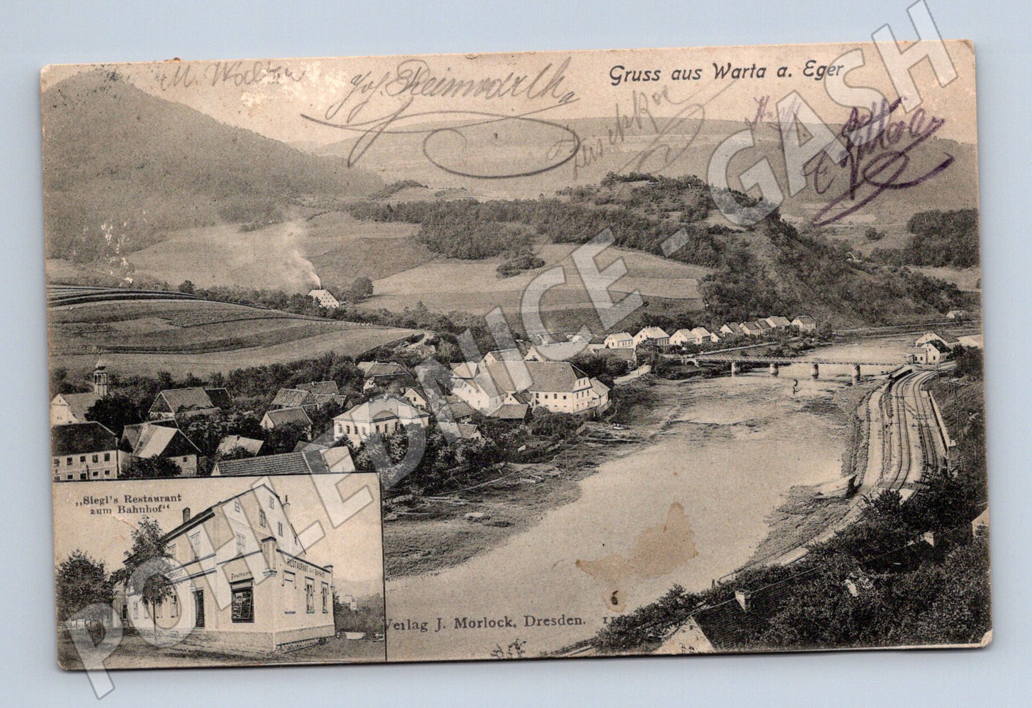 Postcard Warta nad Ohří historical restaurant (M5625)