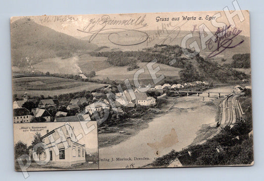 Pohlednice Warta nad Ohří historická restaurace (M5625)