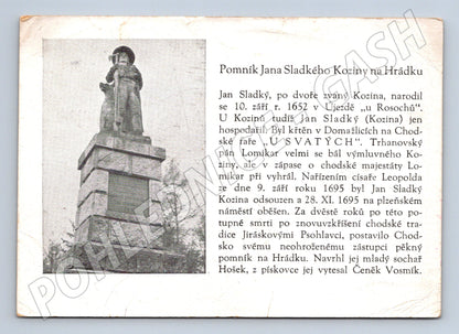 Postcard Monument to Jan Sladký Kozina Hrádek (M5629)