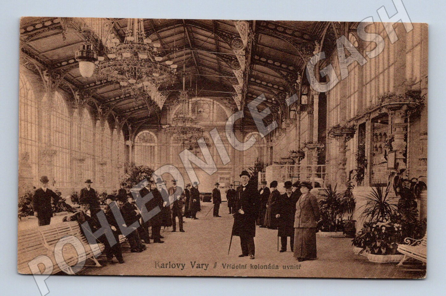 Postcard Karlovy Vary Hot Spring Colonnade Inside (M5640)