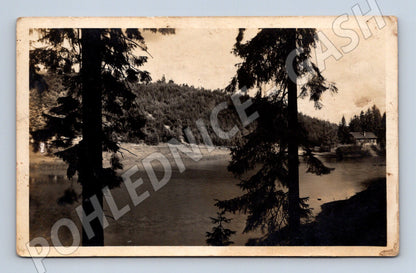 Postcard Velké Karlovice Lake historical (M5653)