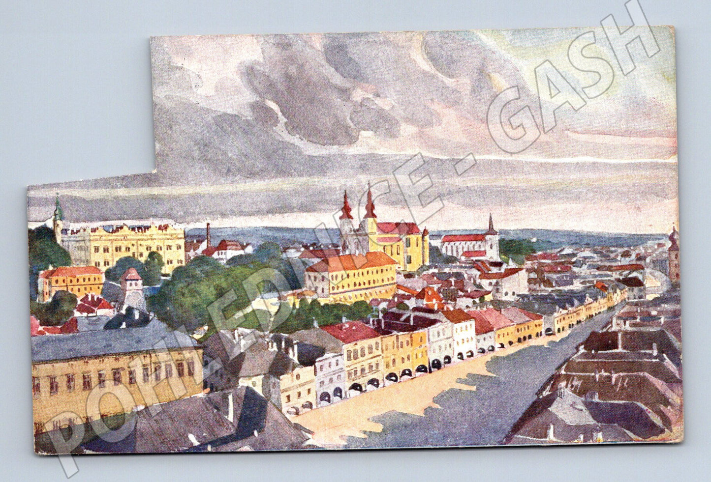 Pohlednice Litomyšl celkový malovaný pohled (M5688)