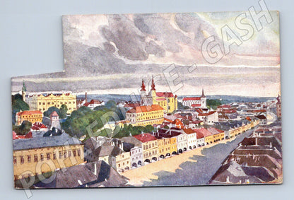 Pohlednice Litomyšl celkový malovaný pohled (M5688)