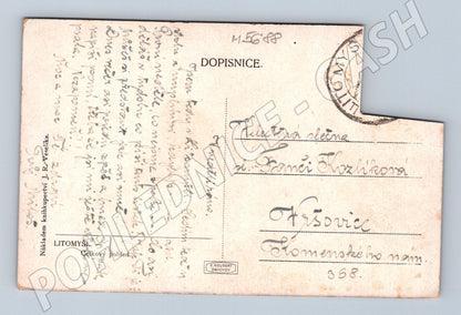 Pohlednice Litomyšl celkový malovaný pohled (M5688)