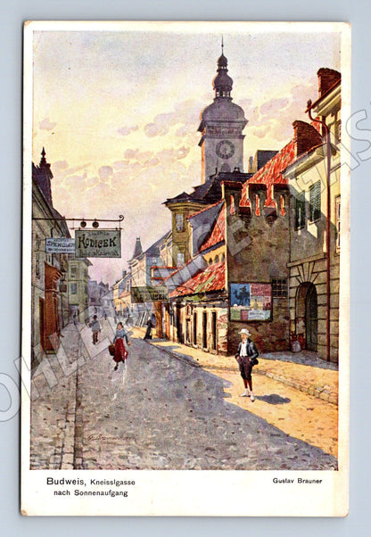 Postcard Budějovice Kreissgasse painted motif (M5702)