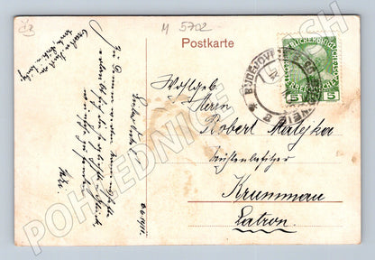 Postcard Budějovice Kreissgasse painted motif (M5702)