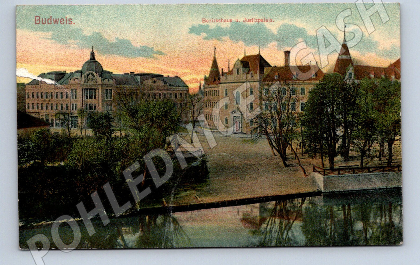 Postcard Budějovice district house and palace of justice (M5708)