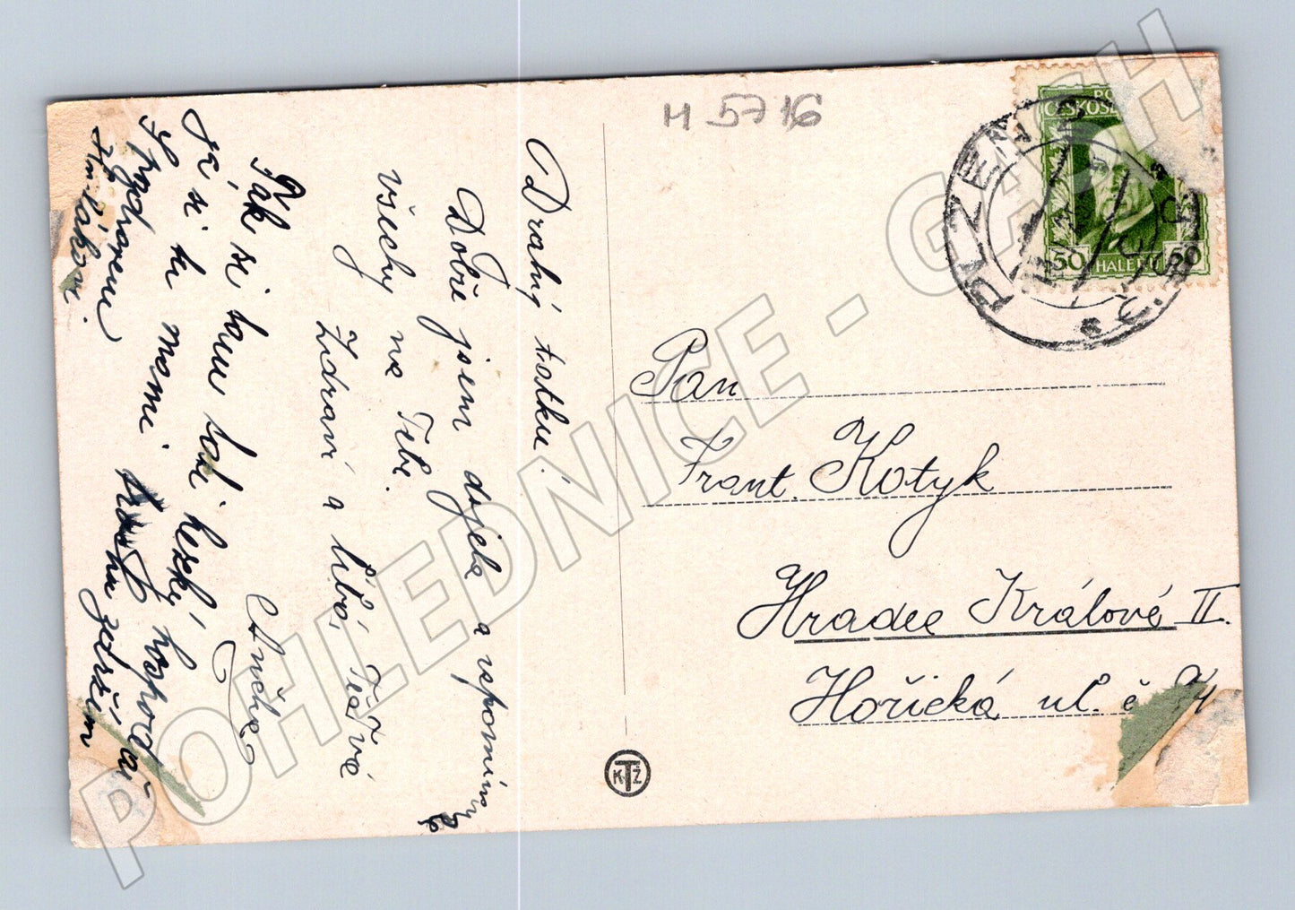 Postcard Pilsen bridge over the river colored (M5716)