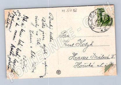 Postcard Pilsen bridge over the river colored (M5716)