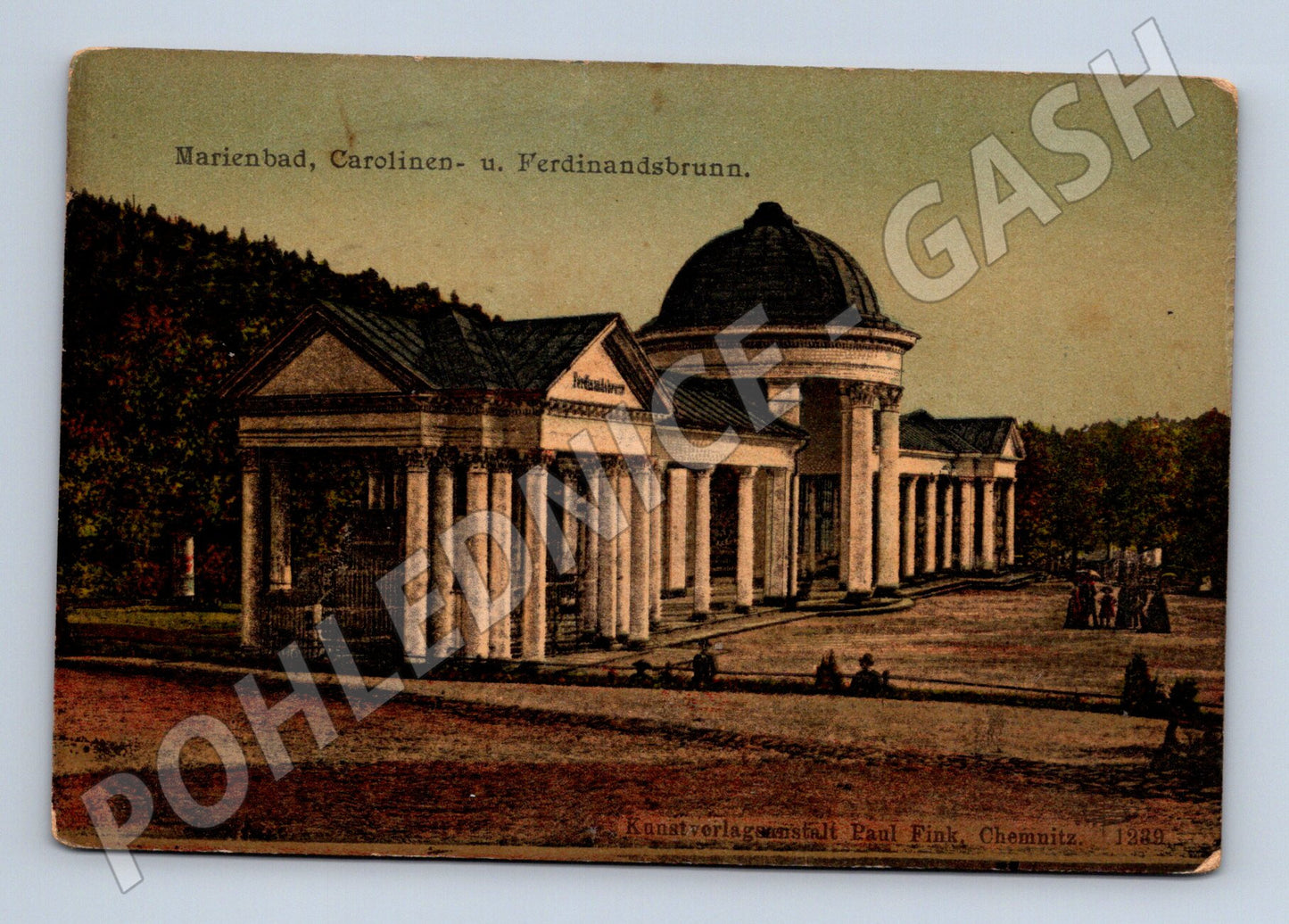 Postcard Marianske Lazne colonnade and springs (M5721)