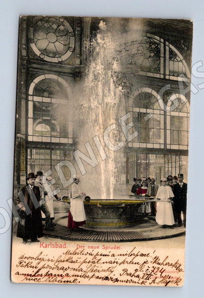 Postcard Karlovy Vary Nové Vřídlo historical (M5723)