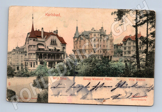Postcard Karlovy Vary Savoy Westend historical (M5725)