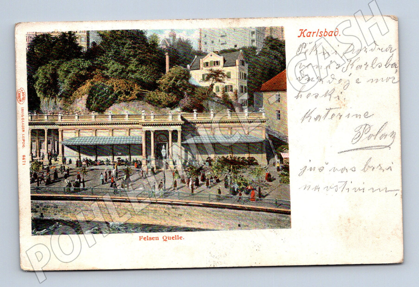 Postcard Karlovy Vary Felsen Quelle colored (M5727)