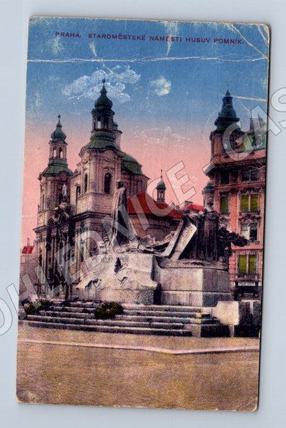 Postcard Prague Old Town Square Hus Monument (M5734)