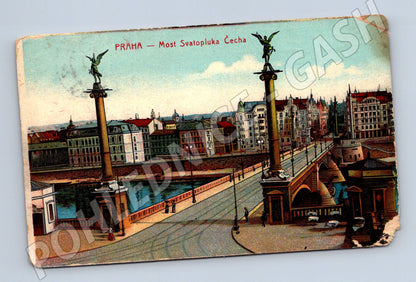 Postcard Prague Svatopluk Čech Bridge colored (M5739)