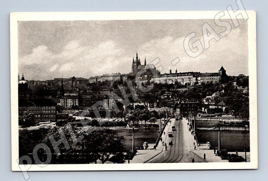 Postcard Prague Hradcany and Mánes Bridge (M5740)