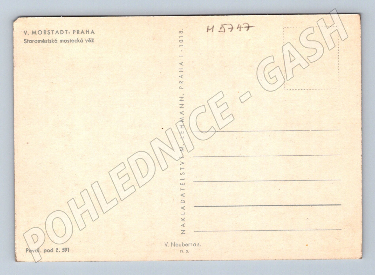 Postcard Prague Old Town Bridge Tower Morstadt (M5747)