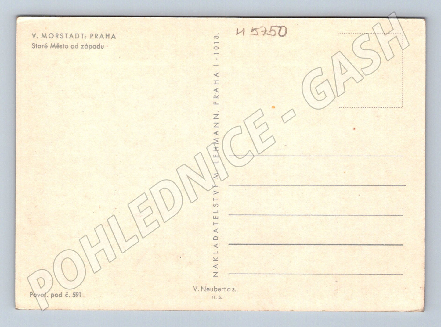 Postcard Prague Old Town from the West Morstadt (M5750)