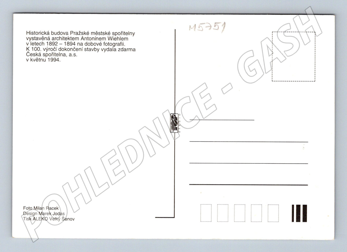 Postcard Prague City Savings Bank annual (M5751)