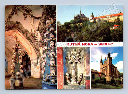 Postcard Kutná Hora Sedlec Ossuary and Barbora (M5762)