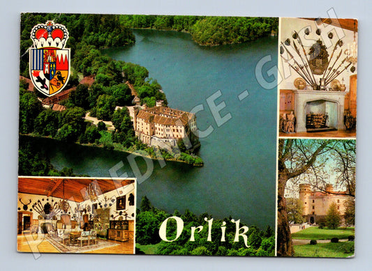 Pohlednice Orlík zámek interiéry a letecký pohled (M5767)