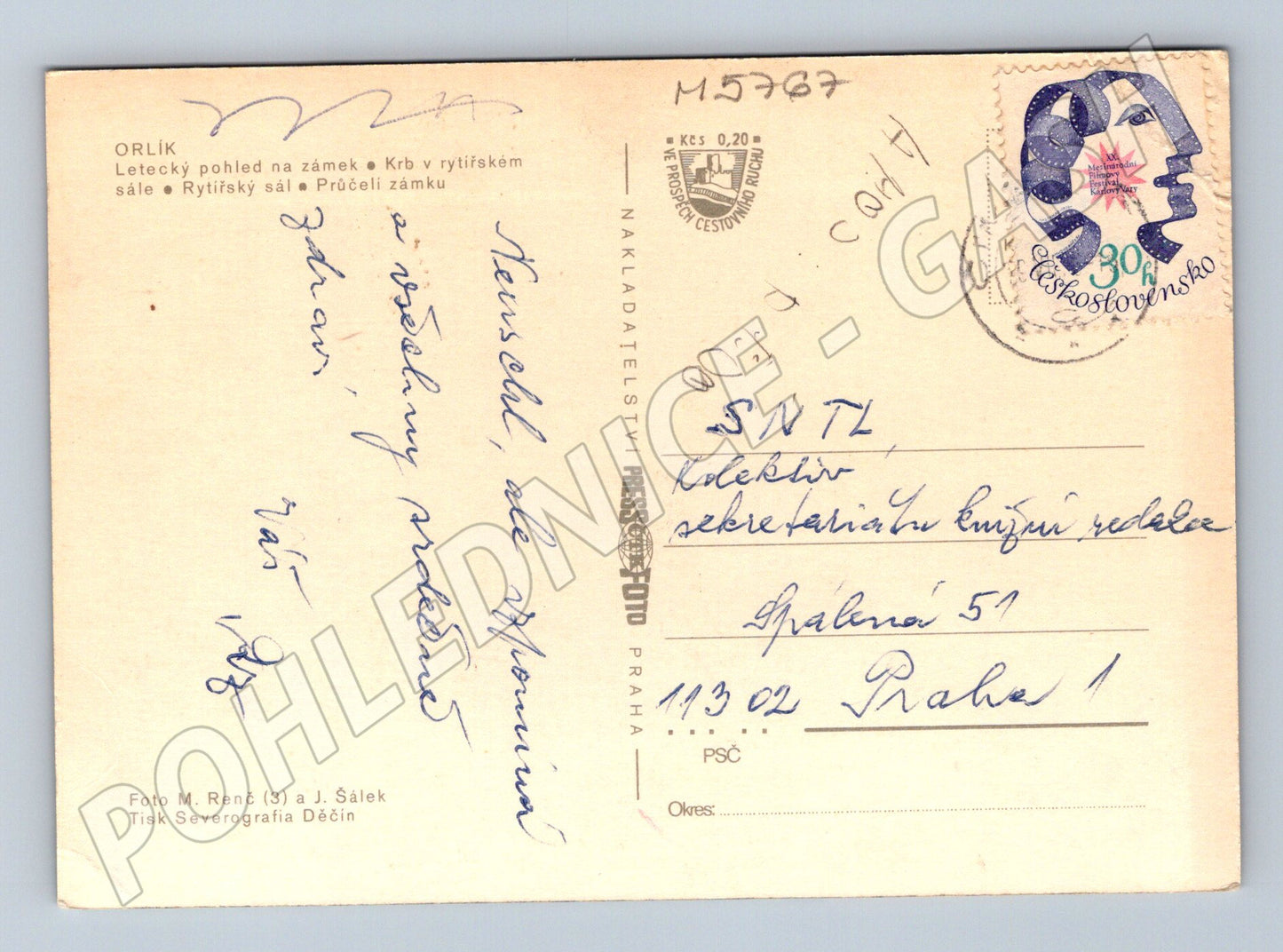 Pohlednice Orlík zámek interiéry a letecký pohled (M5767)
