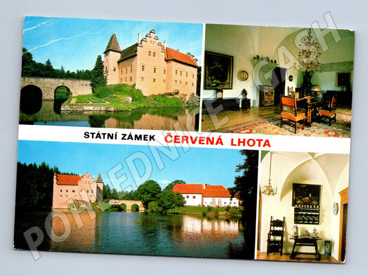 Pohlednice Červená Lhota zámek interiéry a exteriéry (M5773)