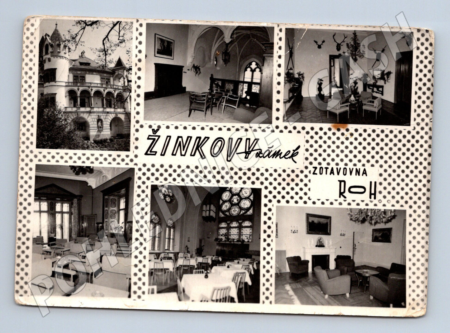 Pohlednice Žinkovy zámek koláž interiérů a exteriérů (M5776)