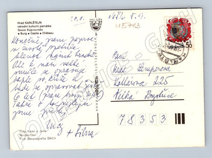 Postcard Karlštejn Castle sent to Czechoslovakia (M5783)