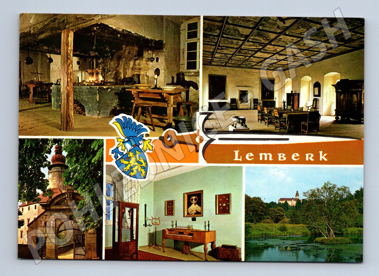 Postcard Lemberk Castle interiors and general view (M5791)