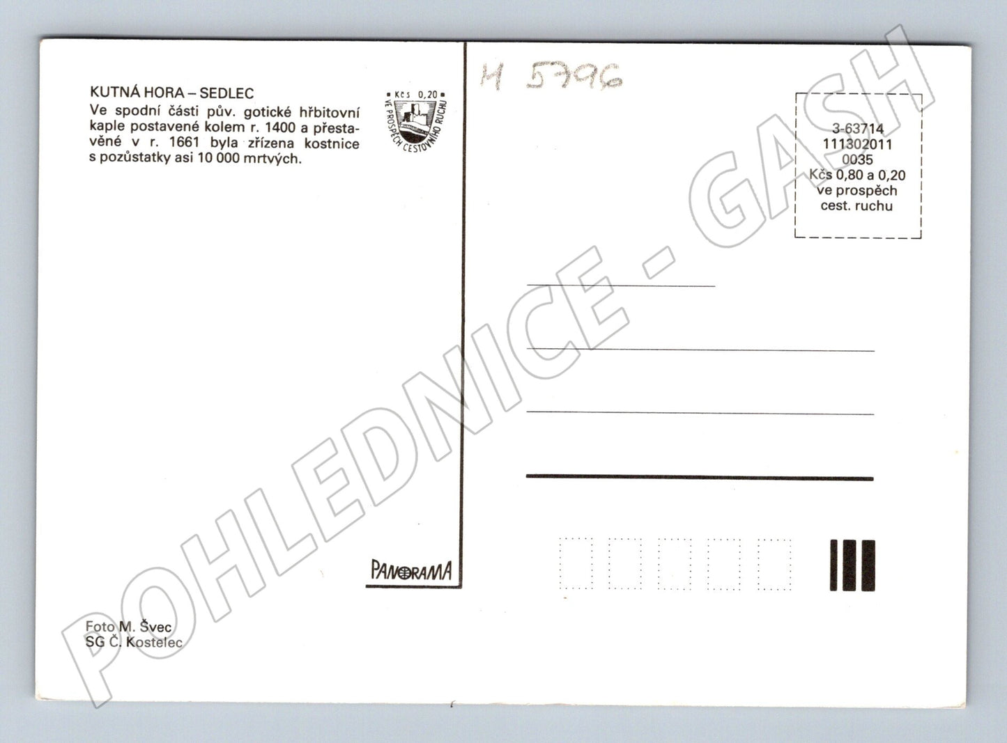 Pohlednice Sedlec Kostnice Kutná Hora nepoužitá (M5796)
