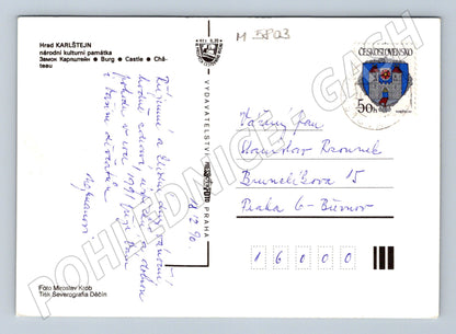 Pohlednice Hrad Karlštejn Československo prošlá (M5803)