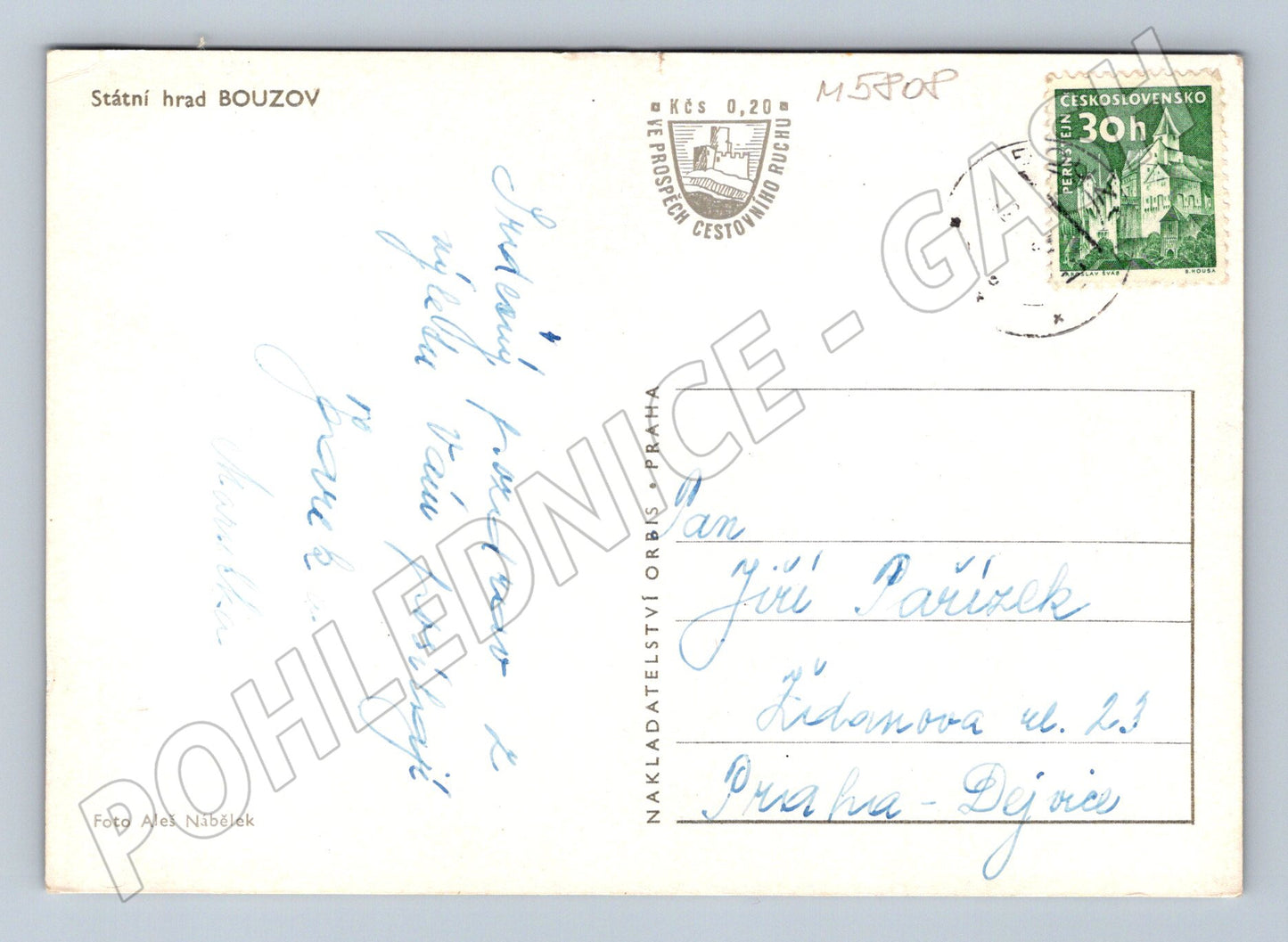 Pohlednice Hrad Bouzov barevná odeslaná (M5808)