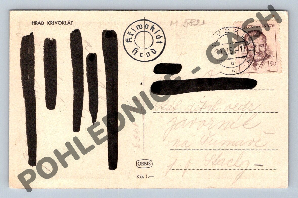 Pohlednice hrad Křivoklát černobílá sběratelská (M582)