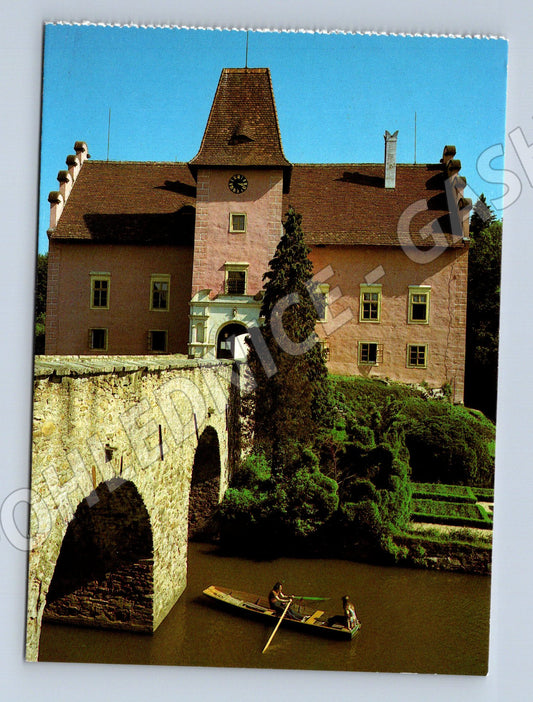 Pohlednice Zámek Červená Lhota s kamenným mostem (M5827)