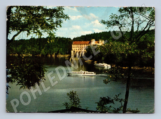 Pohlednice Orlík nad Vltavou zámek a loď (M5828)