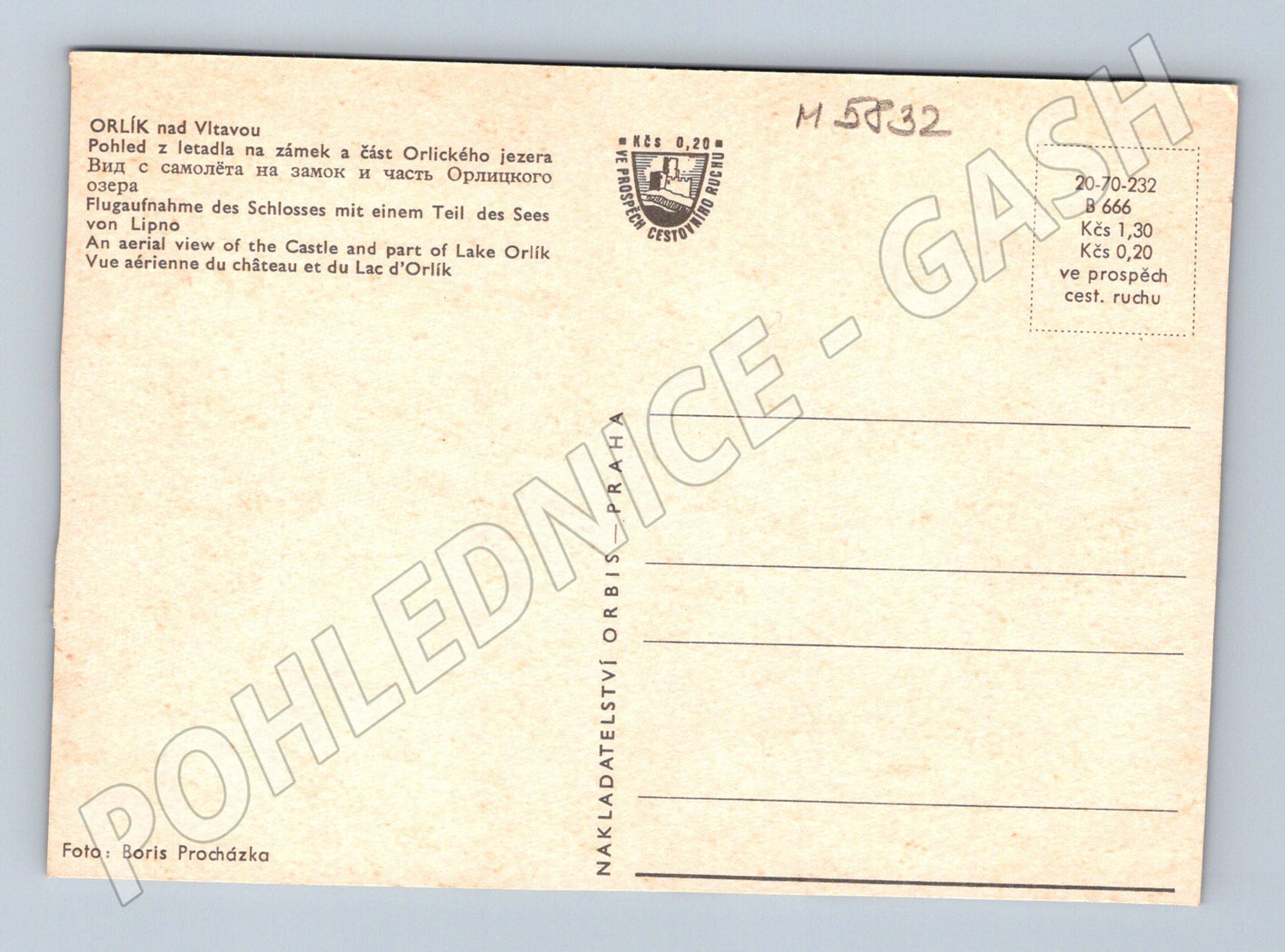 Pohlednice Orlík nad Vltavou zámek a jezero (M5832)