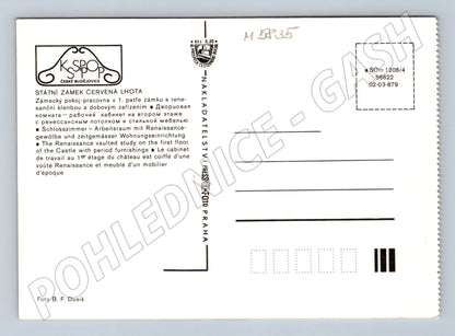 Pohlednice Červená Lhota zámecký pokoj a pracovna (M5835)