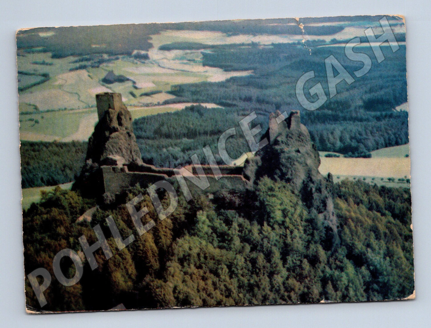 Postcard Trosky Castle Bohemian Paradise aerial view (M5852)