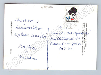 Pohlednice Karlštejn hrad odeslaná pěkný stav (M5859)